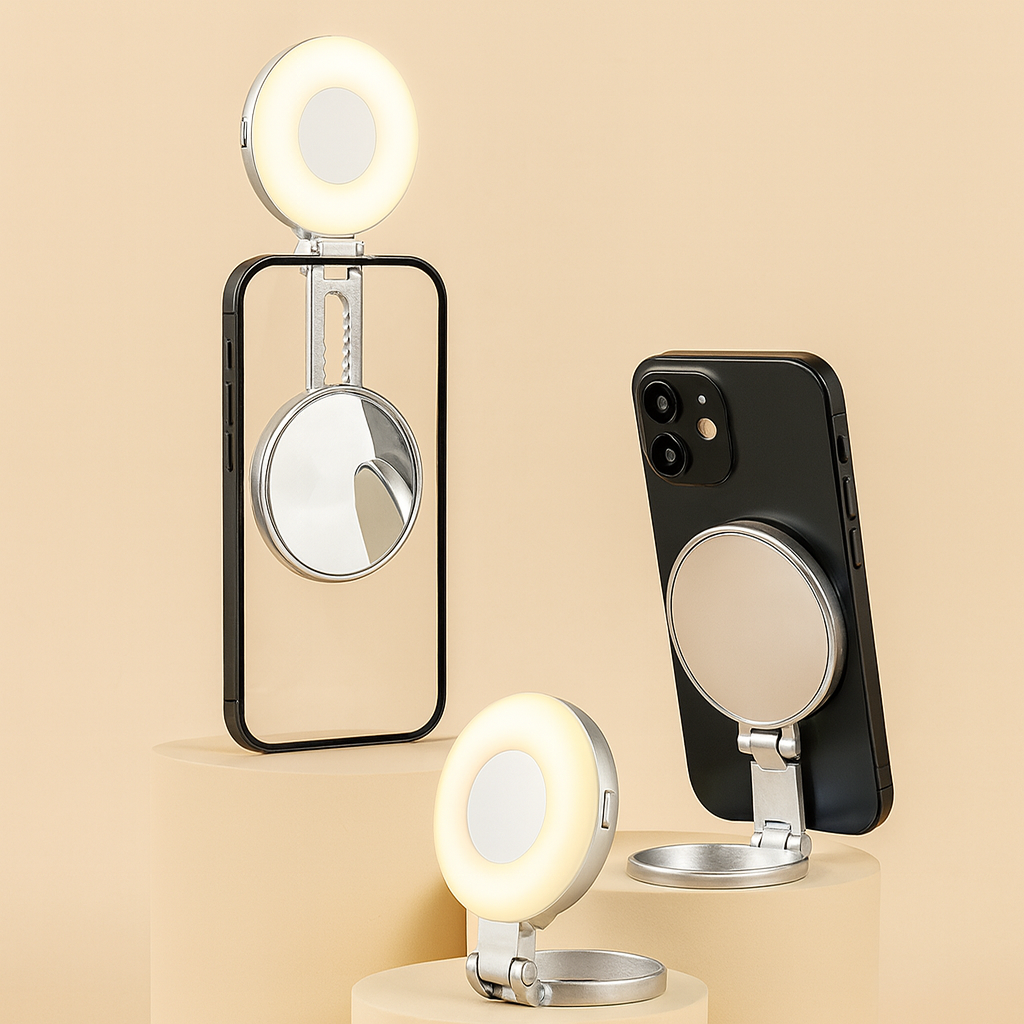 Luz de belleza, hebilla ultrafina para teléfono, rotación de 360°, estiramiento, herramienta de fotografía para transmisión en vivo