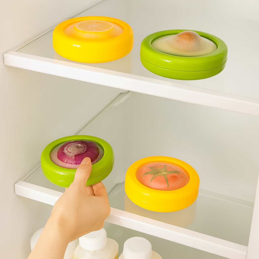 Contenedores de silicona reutilizables para almacenar, cebolla, aguacate, limones y Ajo para Mantener la frescura